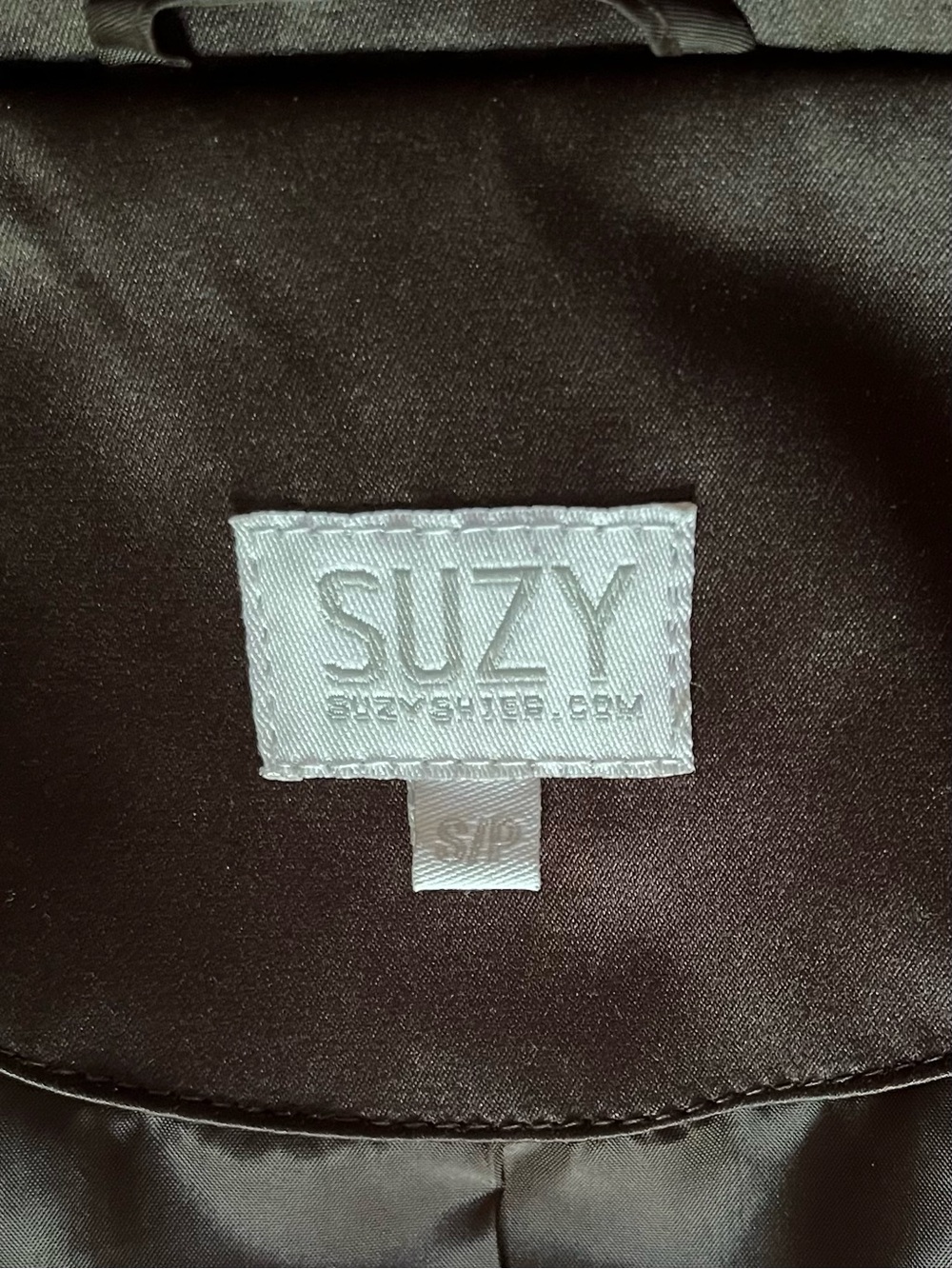 Suzy Chocolate Brown Sateen Belted Trench Coat S - Picture 10 of 11